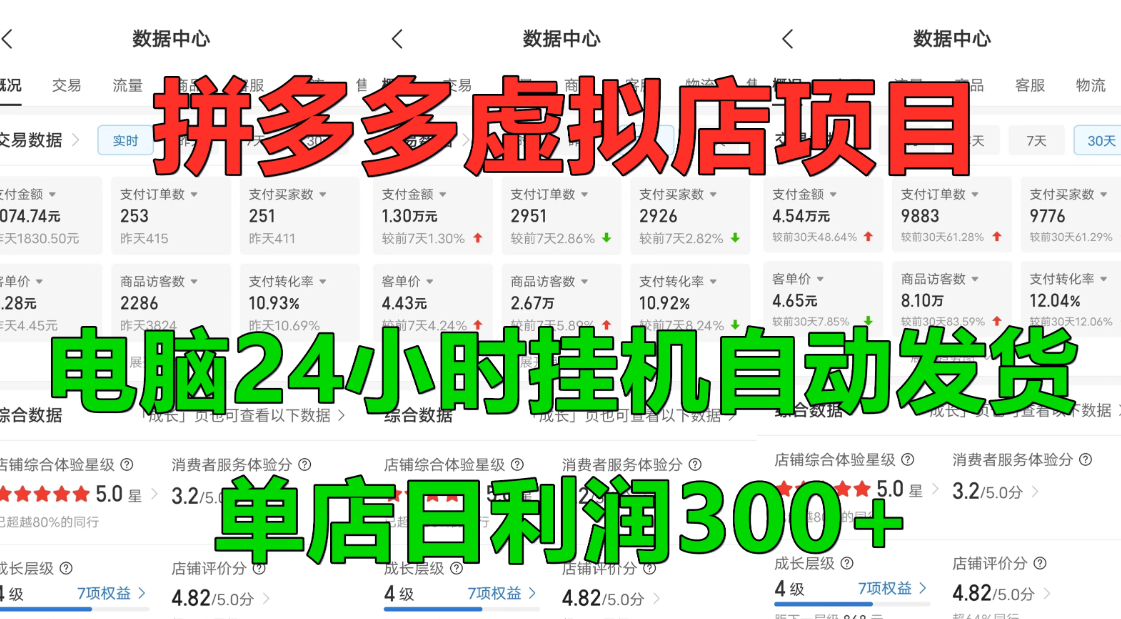 拼多多虚拟店项目，电脑挂机自动发货